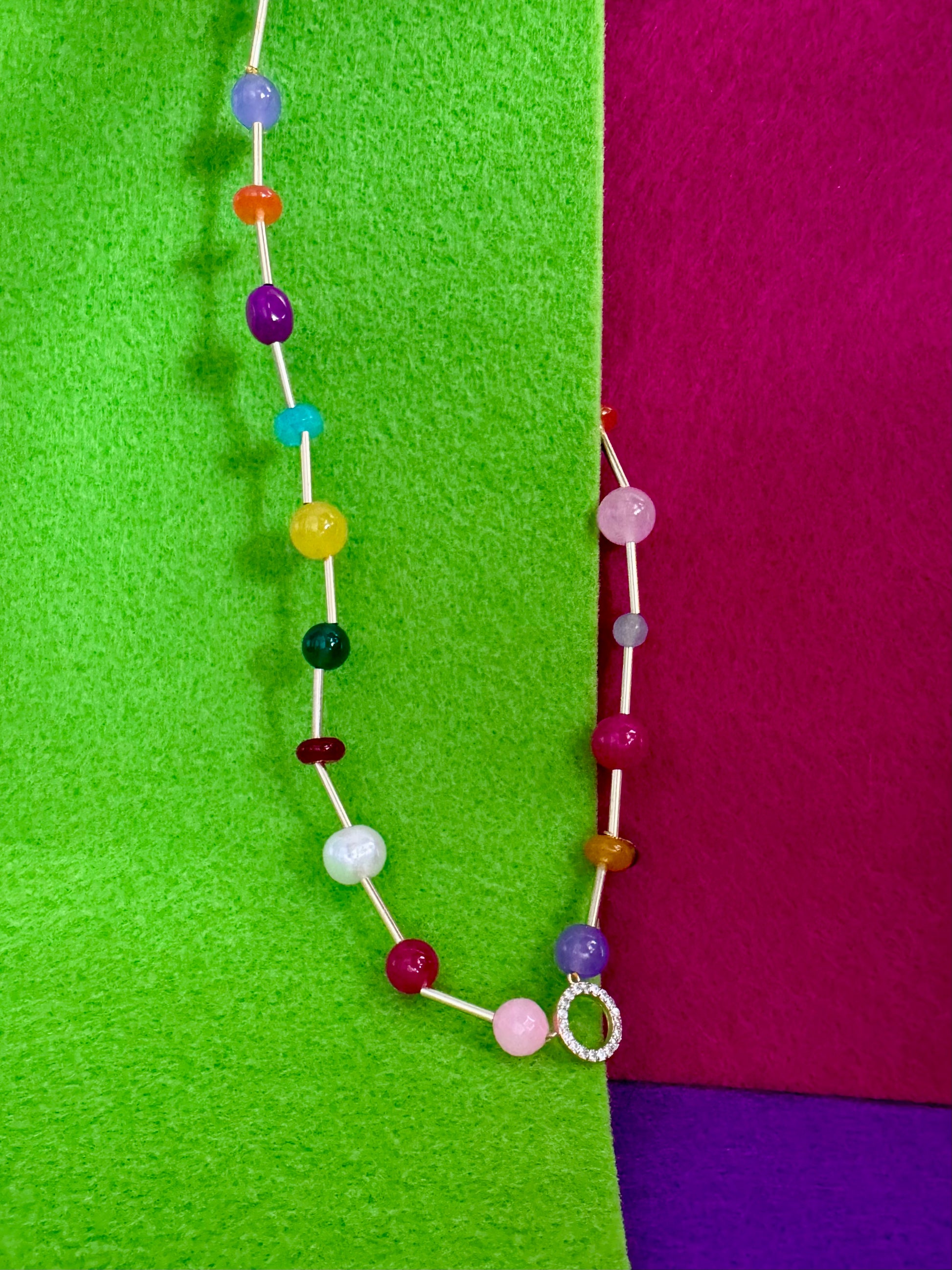 tutti i colori dell’arcobaleno e la luce degli zirconi. discreta ma la notano tutti!