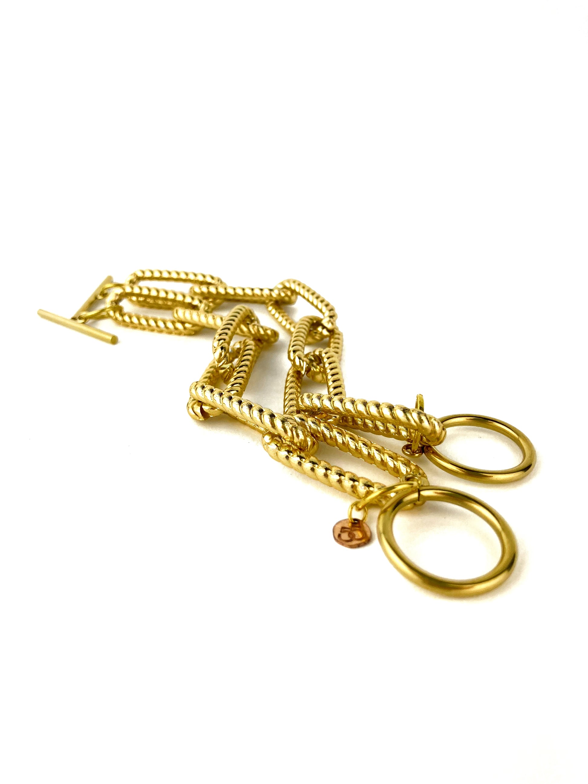 CATENA, bracciali alluminio color giallo oro. disponibili a 6 e 7 magllie.