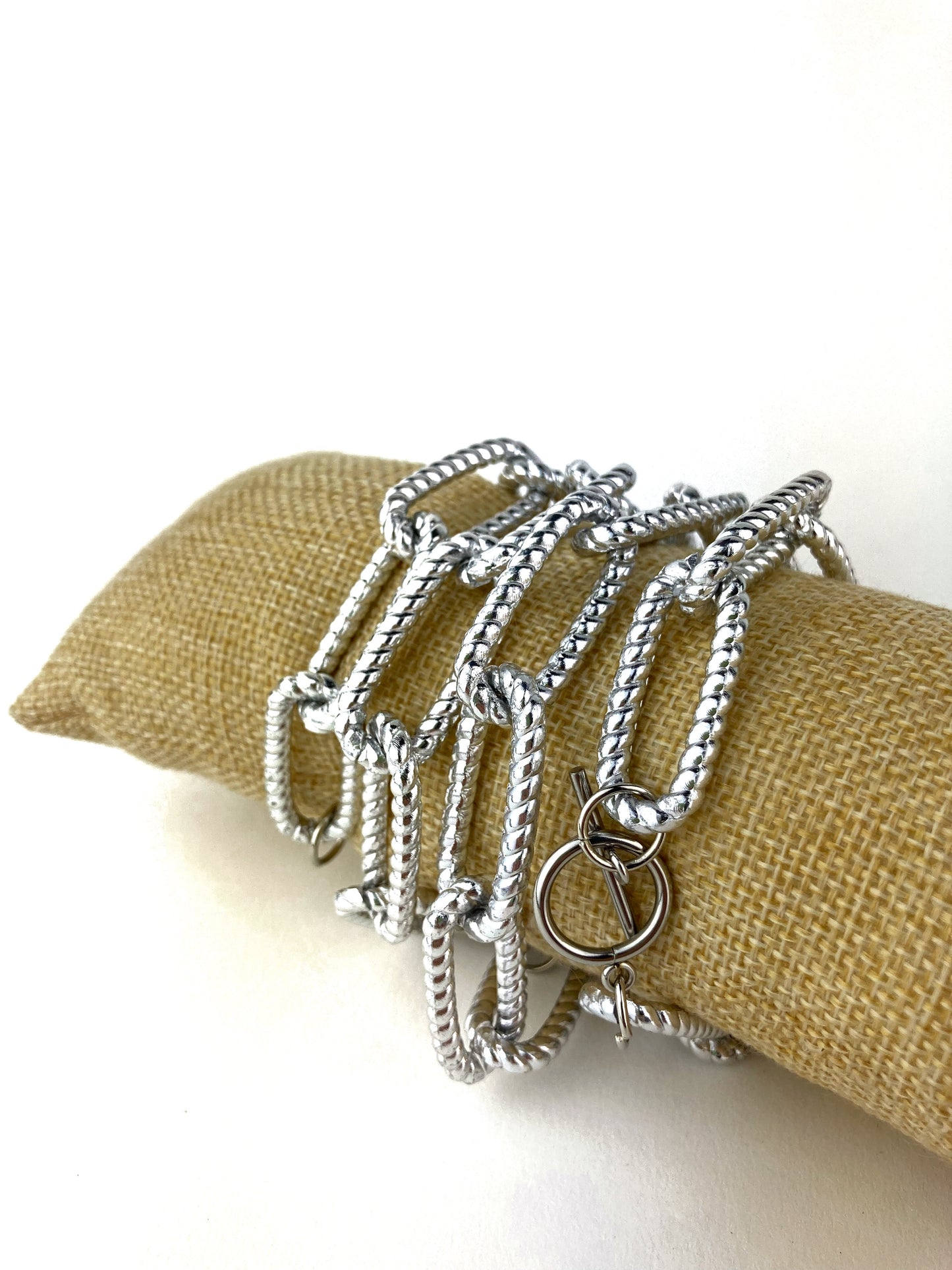 4 bracciali CATENA versione bianco argento, bellissimi anche indossati insieme